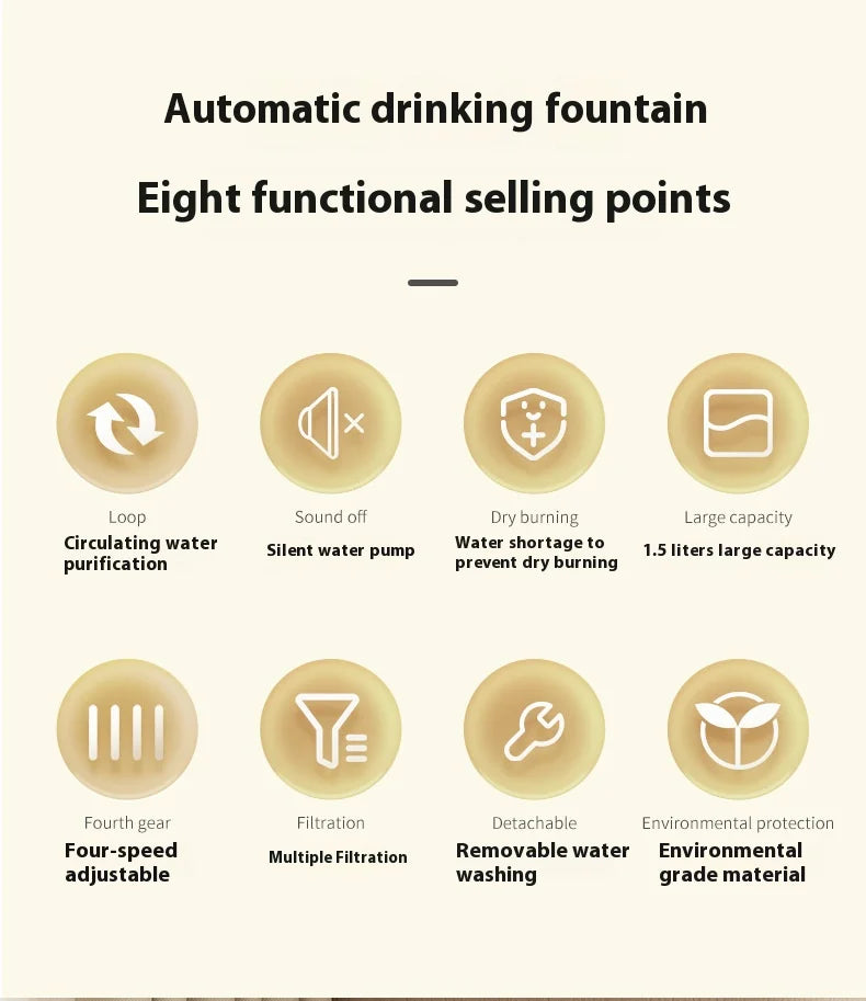 Cat Water Fountain Cat automatic water dispenser filters circulating flowing water intelligent pet automatic water dispenser