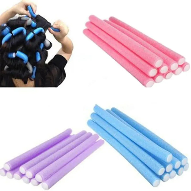 헤어10pcs Flexible Hair Curling Rod Hair Curler Makers Soft Foam Bendy Twist Curls Flexi Rollers Styling Tools Hair Roller No Heat