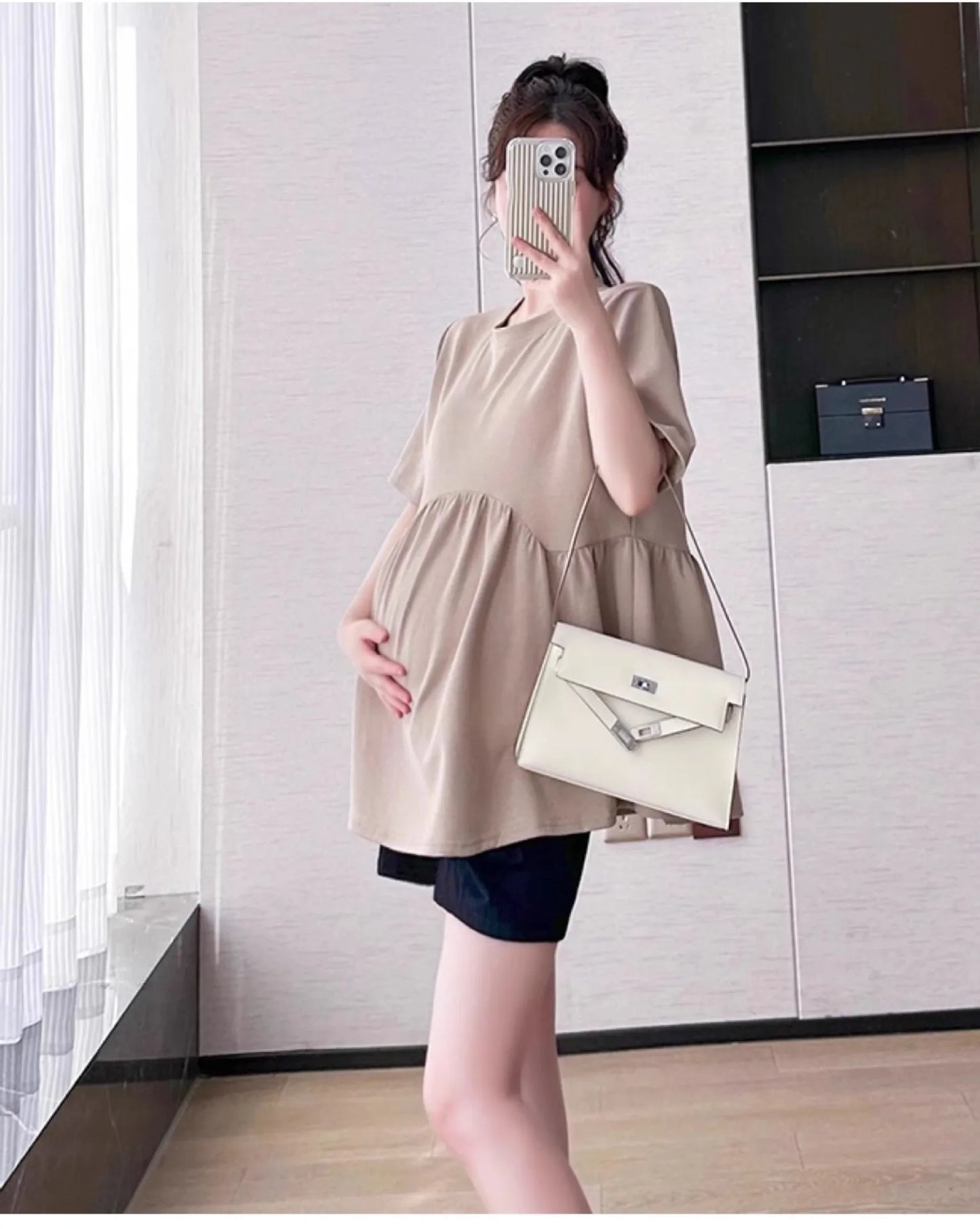 Maternity T-Shirt Summer 2025 New Fashionable Summer White T-Shirt Short-Sleeved Tops Loose Large Size Casual Maternity T-Shirt