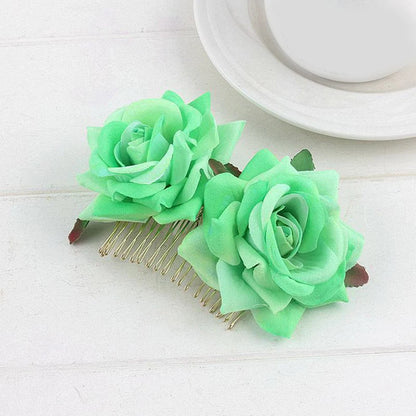 Flamenco Flowers For Hair DIY Headdress For Bridal Flocking Cloth Red Rose Flower Hairpin Hair Clip Party Hair Accessories