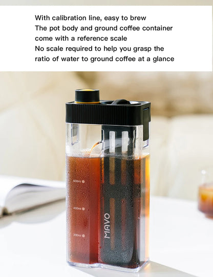 MAVO Manual Cold Brewer 800ml Ice Coffee Maker Cold Brew Coffee Pot Iced Coffee Brewer Coffee brewing kit Cold brew coffee maker