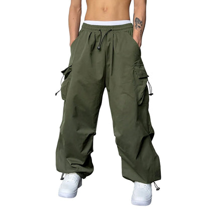 Cargo Pants For Men Baggy Long Pants,Men'S Parachute Cargo Pants Lightweight Pants Drawstring Loose Fit Hiking Casual Pants