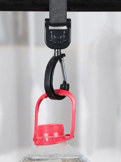 2 Pieces of 360 Degree Rotating Hooks for Baby Carriers Rotating Hanging Bags Handcarts Storage Bags Nylon Woven Straps Hooks