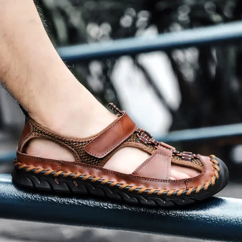 Comfortable Man Sandal for Men Flat Sandals Trend 2024 Men's Summer Sandal Authentic Leather Shoes Man Platform Sandals. Slipers