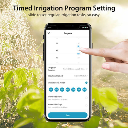 Tuya WiFi BLE Smart Sprinkler Controller 16 Zone Max Timing Irrigation Real Time Weather Linkage APP Wireless Control