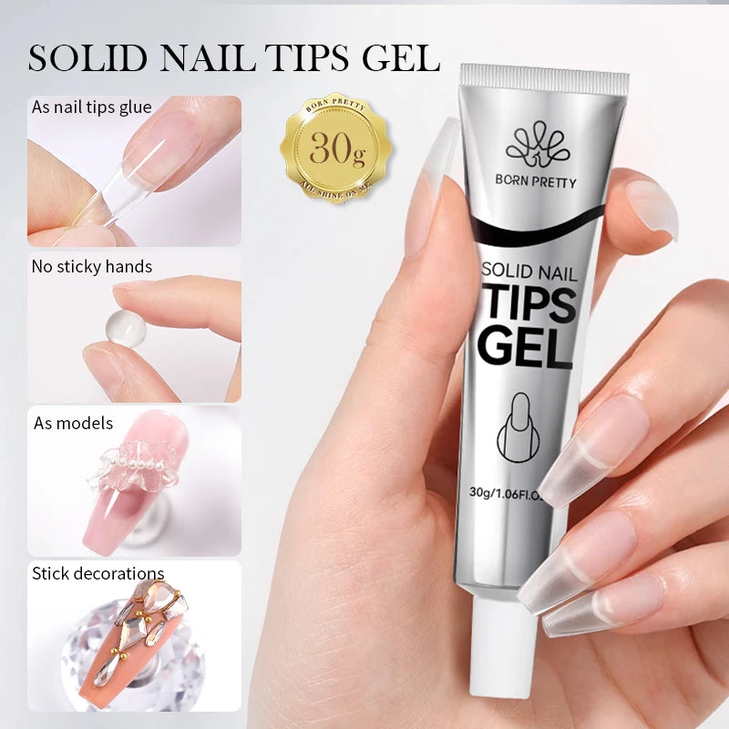 BORN PRETTY 15ml Clear Non Stick Hand Extension Gel Nail Polish for 3D Shaping Nail Art Solid Milky Jelly Hard Gel for Fake Nail
