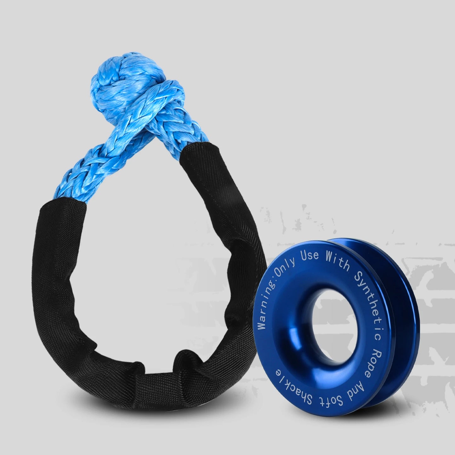 Shatter Resistant Synthetic Soft Shackle Rope Heavy Duty Offroad 4X4 Tow Shackle Strap with Protective Sleeve Recovery Ring