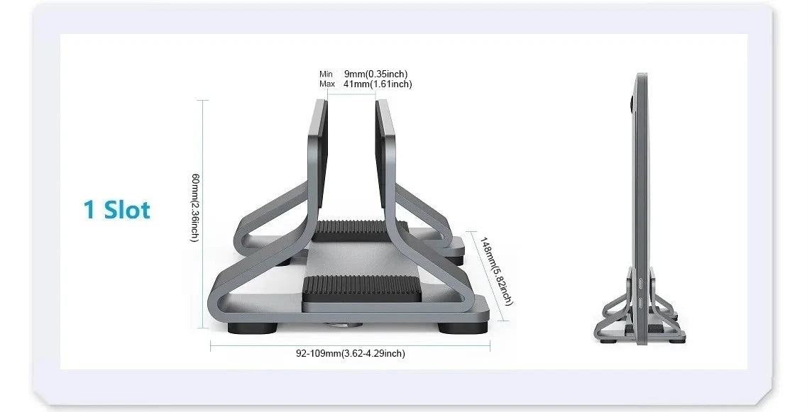Laptop Stand Vertical Tool-Free Adjustable Aluminum Vertical Laptop Stand Holder Width From 12-30mm Support Almost All Laptop