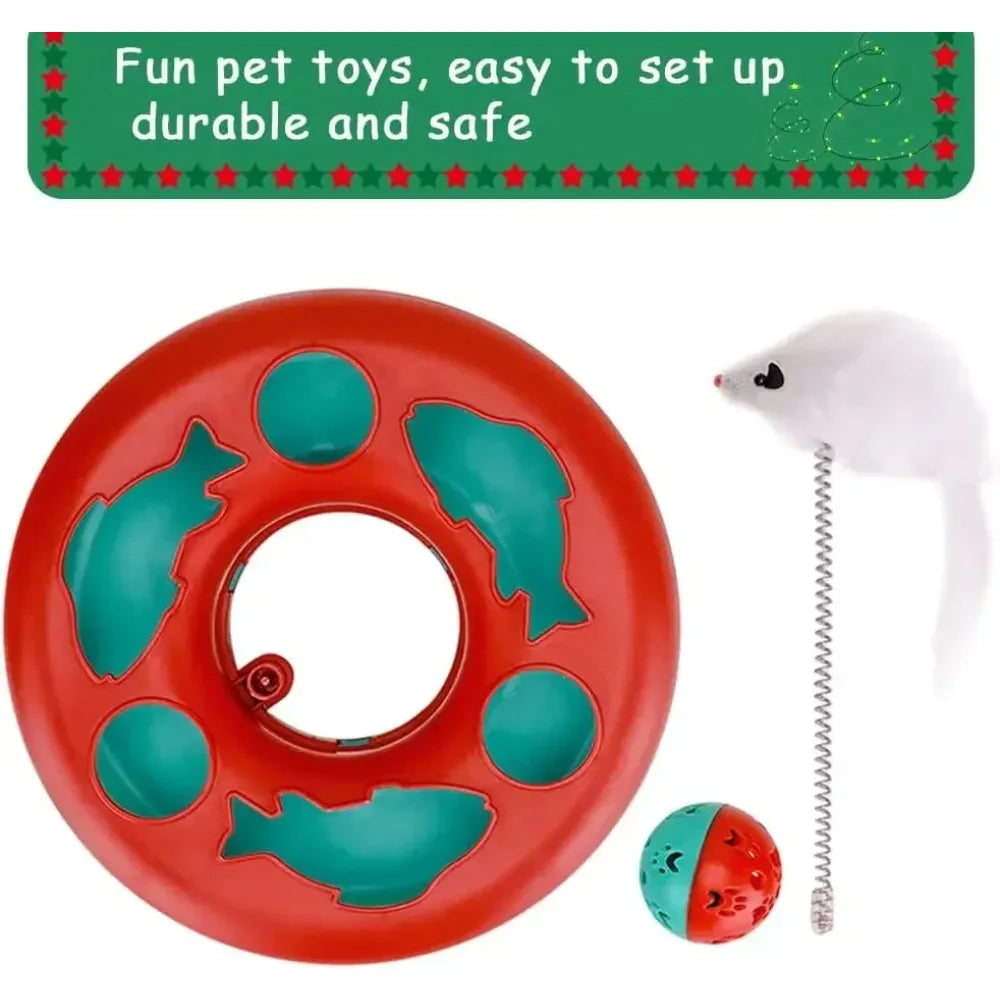 Cat Toys for Indoor Cats,Interactive Kitten Toys Roller Tracks with Catnip Spring Pet Toy with Exercise Balls