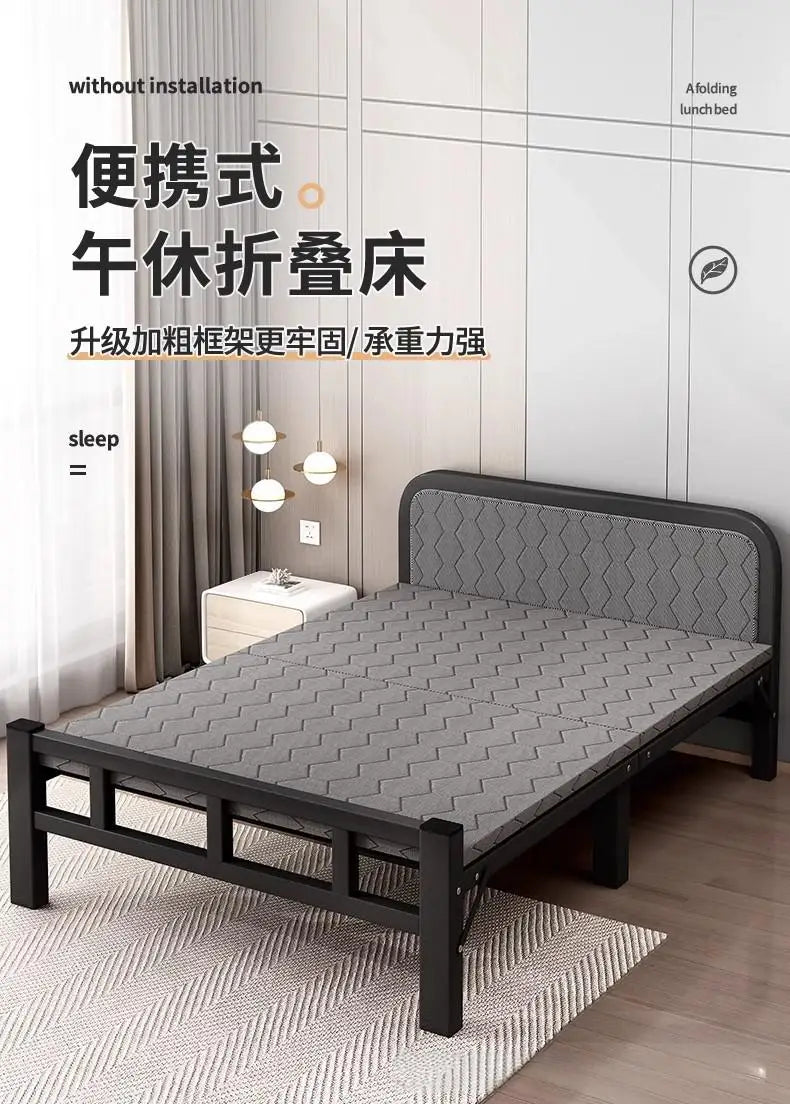 Folding single bed household simple bed office nap artifact marching bed dormitory lunch break small bed adult iron bed