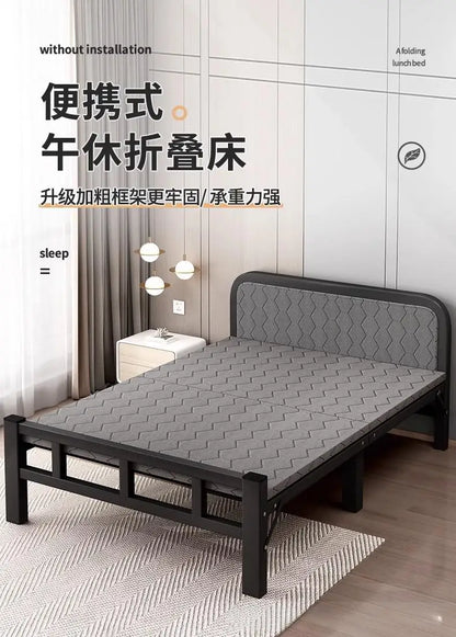 Folding single bed household simple bed office nap artifact marching bed dormitory lunch break small bed adult iron bed