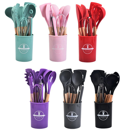 12Pcs Silicone Cooking Utensils Set For Non-stick Cookware Black Kitchen Cuisine Outils Cookware Heat Resistant Accessoires