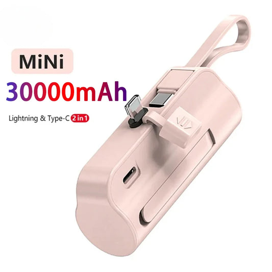 Mini Portable Power Bank 30000mah External Battery Plug and Play Power Bank Type C Fast Power Bank for Xiaomi Huawei Iphone 2024