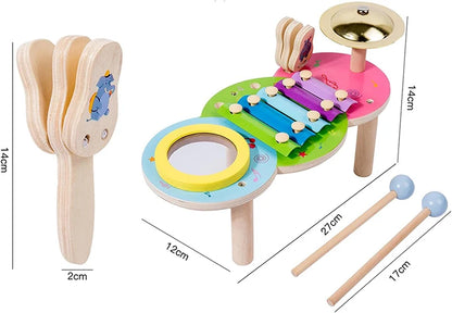 Wooden Music Toys For Babies Children's Multifunctional Music Knocking Table Early Education Kids Drum Set Music Toy Baby Gift
