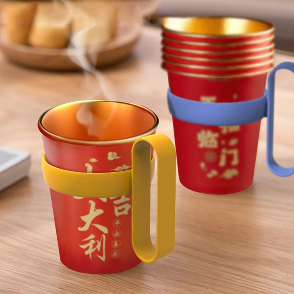 10pcs Simple Fashion Anti-Scald Cup Holder Easy Carrying Spill-Proof Cup Holder For Home/Office Kitchen Gadgets