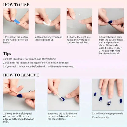 10 PCS Luxury Handmade Press on Nails Long Drop Gradual change of ice penetrati Design with 3-PIECE Tool Adhesive Nail Glue Tabs
