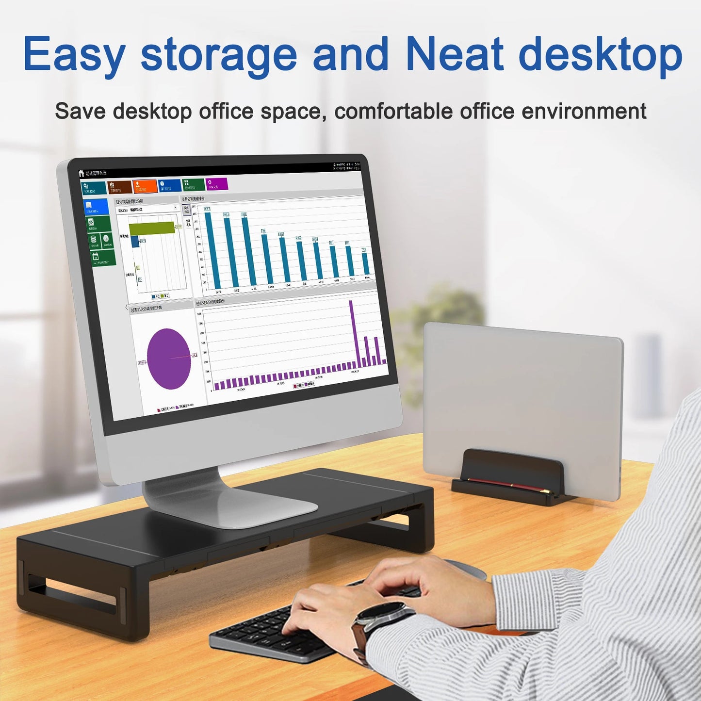 Vertical Laptop Stand, 3 Slots  Desk Laptop Holder & Laptop Docking Station Stand for MacBook, Tablet, Phone - Universal