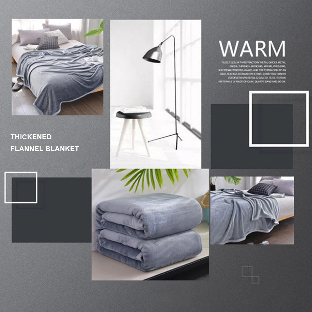 Plush Flannel Blankets Solid Color Fleece Throw Blanket Lightweight for Adult Children Home Office