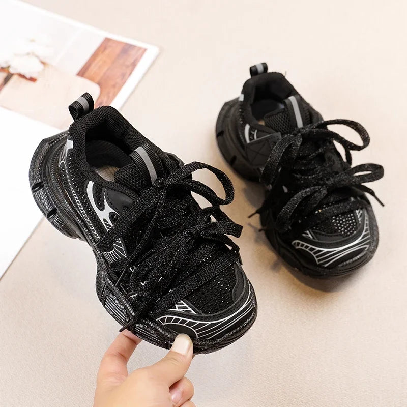 2024 Children Sneakers for Girls Autumn New Fashion Korean Style Soft Comfortable Casual Anti-slippery Sweet Bowtie Sports Shoes
