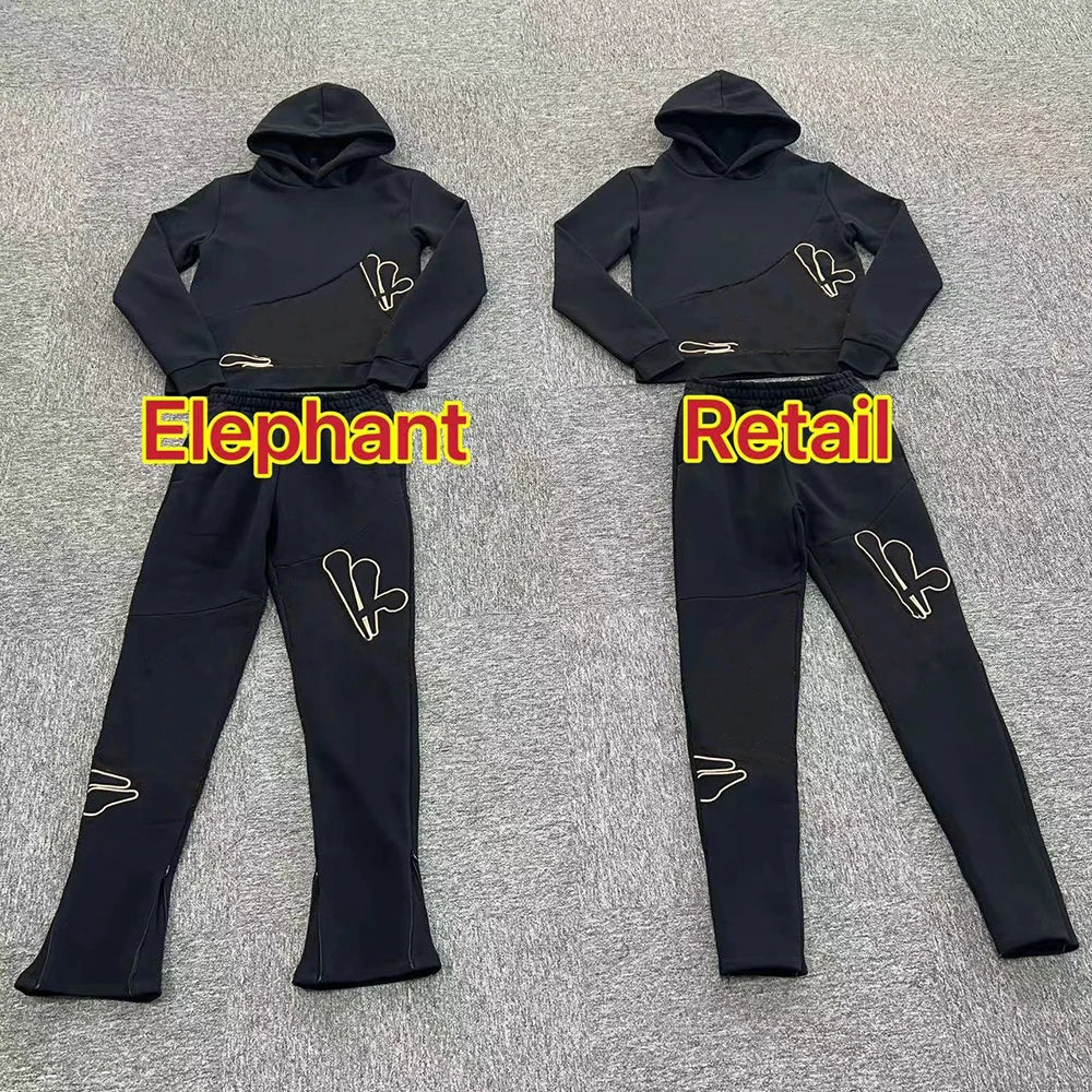 Jogging Streetwear Hoodies Trousers Set Centre Cee Tracksuit Men Clothing Y2k Cotton Sweatshirts Tops Pants Mens Clothes Black