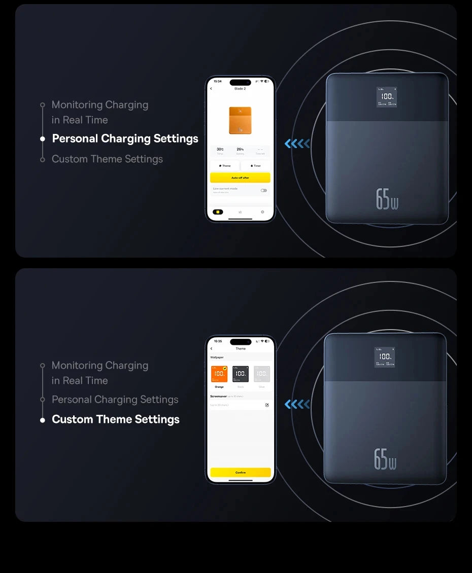Baseus Power Bank 65W 12000mAh PD Fast Charging Digital Remaining Battery for iPhone 16 Pro Max Huawei Sumsang Notebooks Laptops
