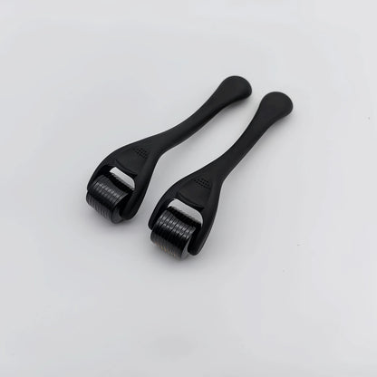0.25mm Titanium 540 Microneedle Derma Roller for Face Hair Beard Matte Black Handle 540 Microneedle Roller