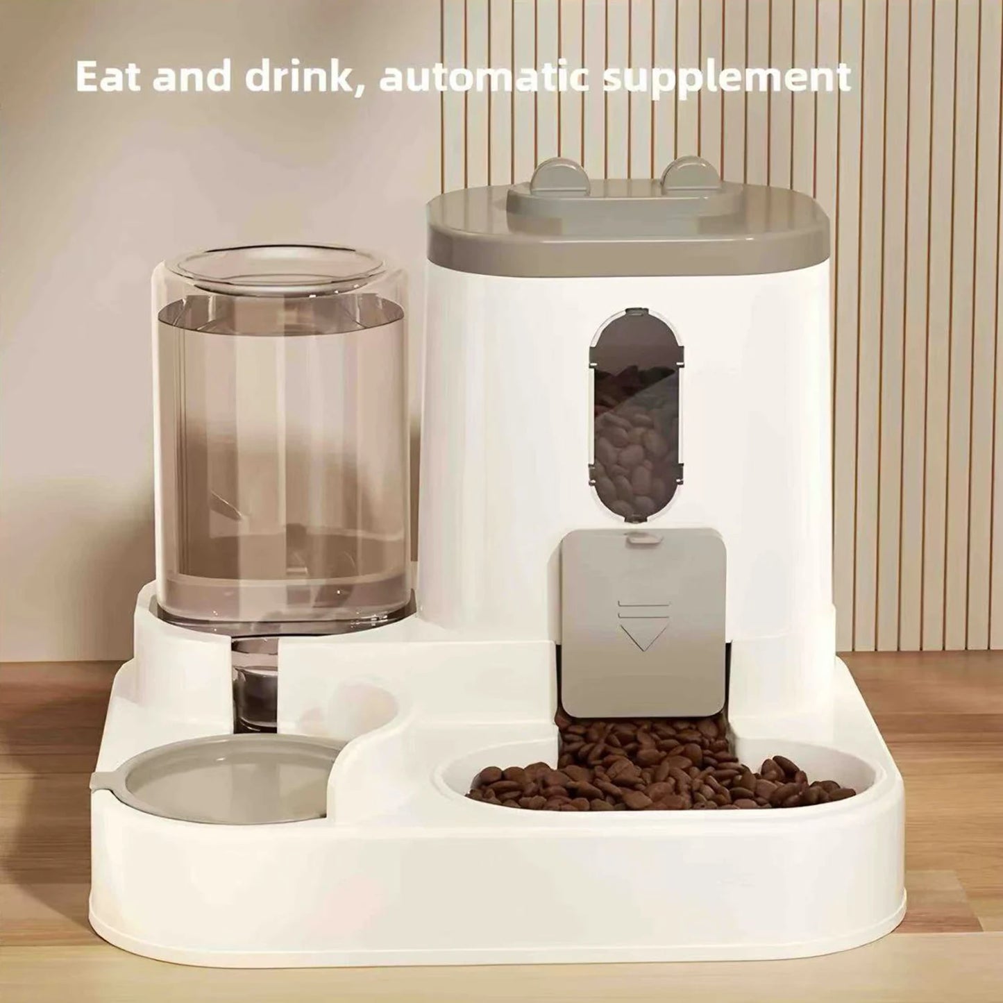 Automatic Feeder with Spill Proof Design with Water Fountain Pet Food Dispenser for Small Medium Large Cats Dogs
