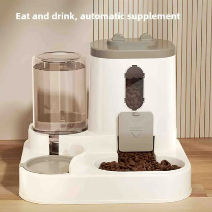 Automatic Feeder with Spill Proof Design with Water Fountain Pet Food Dispenser for Small Medium Large Cats Dogs