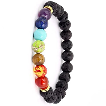 1pcs Bracelet For Men And Women Volcanic Stone Hand Beaded Colored Stone Stretch Hand Jewelry
