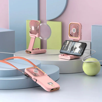 Handheld Small Fan, Desktop Small Fan, Portable USB Fan, Mini Power Bank, Folding Fan, Hanging Neck Fan