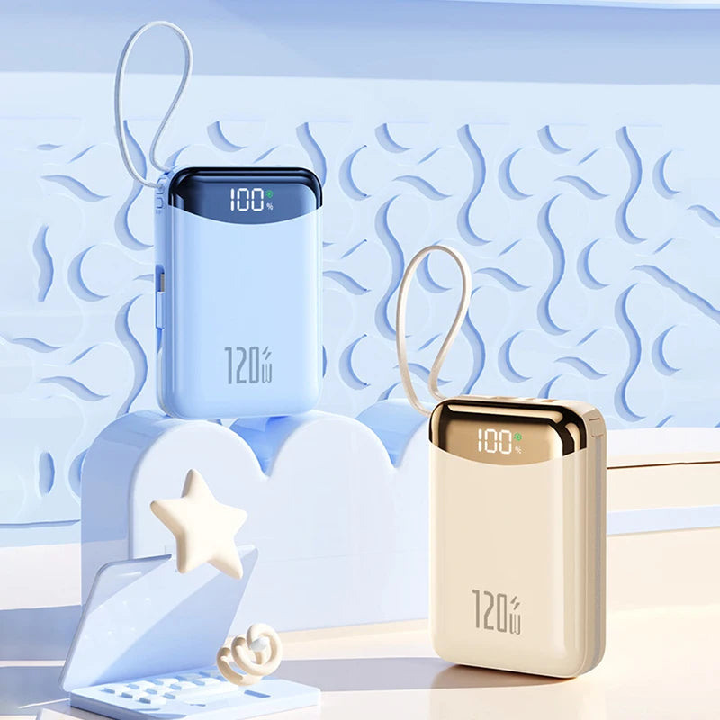 120W Power Bank With Charging Cables 100000mah Large Capacity Portable External Battery For Multi Phones Emergency Supply