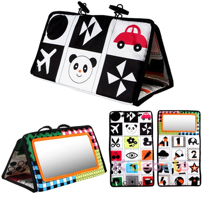 Foldable Crib Toy Activity Soft Book For Toddlers Tummy Time Baby Mirror Infant Toys First Gifts Visual Development Newborn Toys