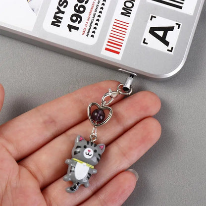 Cat Pendant Phone Strap Anti Lost Keychain Y2K Phone Charm Heart Cute Phone Lanyard Women Girls Phone Accessories