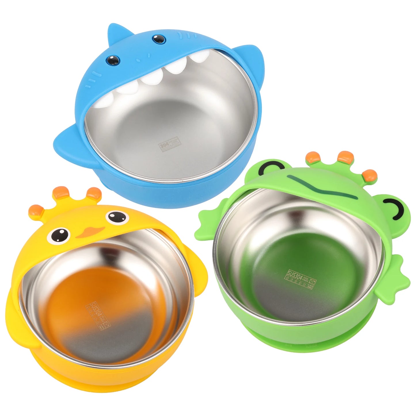 3Pcs Stainless Steel Baby Bowl with Removable Silicone Shell Anti Scald Toddler Suction Bowl for Baby Food Feeding Snack