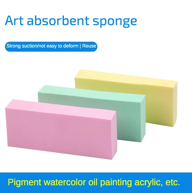 3 pcs Art supplies gouache watercolor sponge absorbent sponge brush Strong water absorption pigment sponge Mixed color send