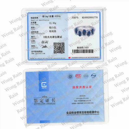 Wong Rain 100% 925 Sterling Silver 3*5 MM Oval Cut Sapphire Eemrald High Carbon Diamond Gemstone Ring For Women  Jewelry Band