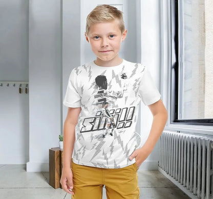 2025 Summer new Kids 3D Soccer apparel CR7 Men's Outdoor Apparel Boys & Girls T-shirts Kids T-shirts ages 5-14
