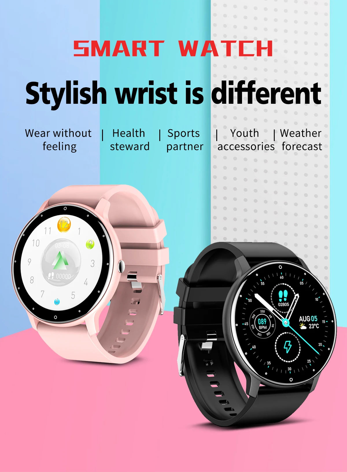 Fashion Men's Smart Watch Full Touch Screen Sports Fitness Tracker IP68 Waterproof Bluetooth Smartwatch for Men Women Smartphone