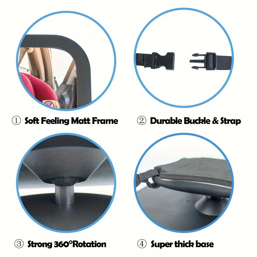 Durable Baby Car Mirror 360° Rotatable Safe for Seat Essential for Travel Easy Install Adjustable Arm Durable Rearview Mirror