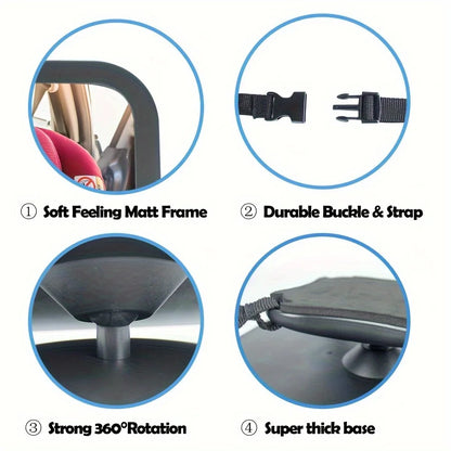 Durable Baby Car Mirror 360° Rotatable Safe for Seat Essential for Travel Easy Install Adjustable Arm Durable Rearview Mirror