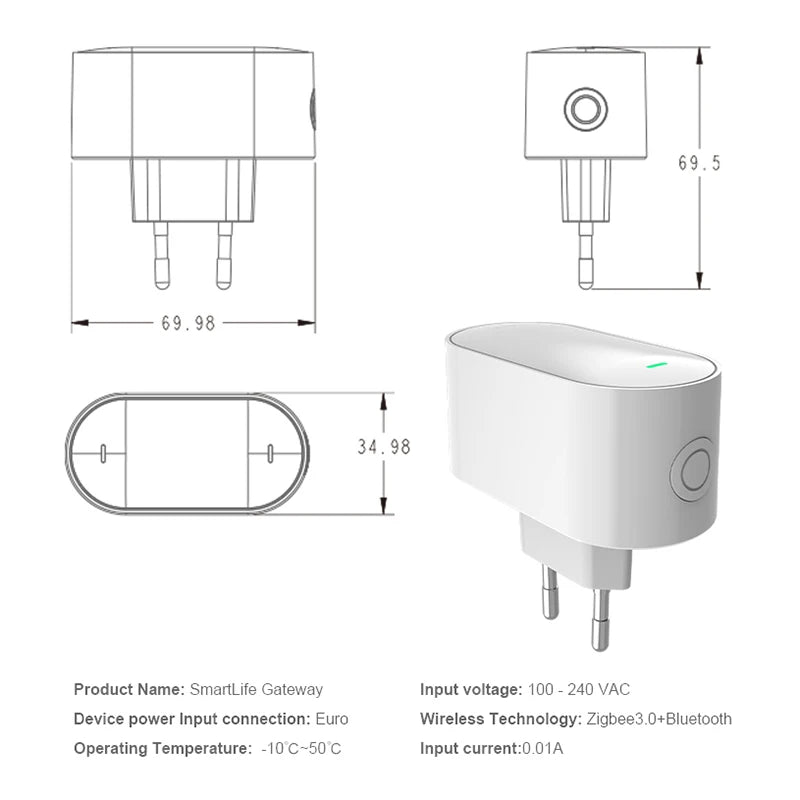 Tuya ZigBee Gateway Hub ZigBee/Bluetooth Mesh Plug-in Type Multi-mode  Gateway Bridge  Hub Supports Smart Home Automation