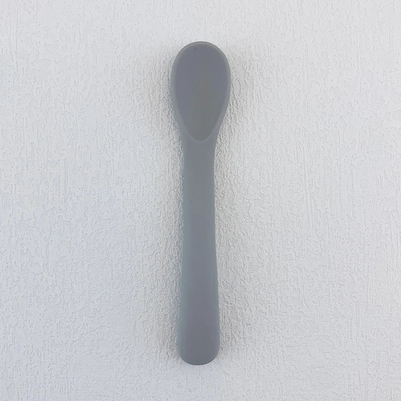 Baby Soft Silicone Spoon Food-grade Silicone Children's Supplementary Feeding Training Spoon Long-handle Silicone Feeding Spoon