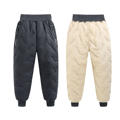 Winter Children Cotton Thick Pants Boys Padded Thickened Pants Teen Kids Cotton Lamb Wool Cotton Trousers