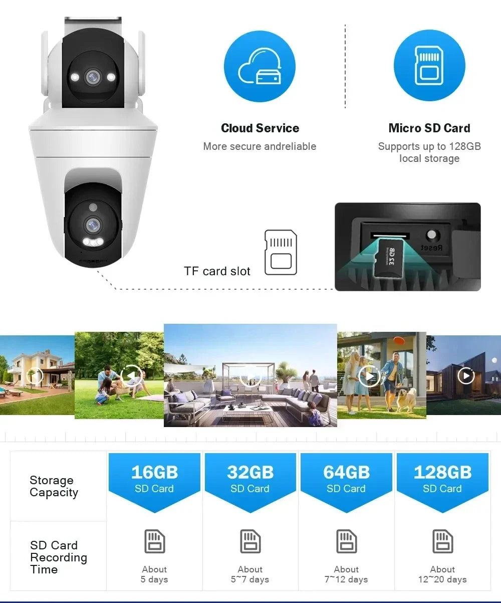 Smart WiFi Security Camera Outdoor Dual PTZ Control 10MP Dual Lens 360° Wireless Video Surveillance IP Camera Smart Home