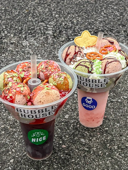 2PCS 2In1 Drink Snack Cup Bowl Bubble Milk Tea Fruit Portable Cups Stadium Tumbler Desserts Fondue Coke Water Bottle Adults Kids