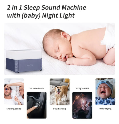 White Noise Sound Machine, Sleep Aid Device with 39 Soothing Sounds & Breathing Light Portable Baby Sleep Soother with Timer