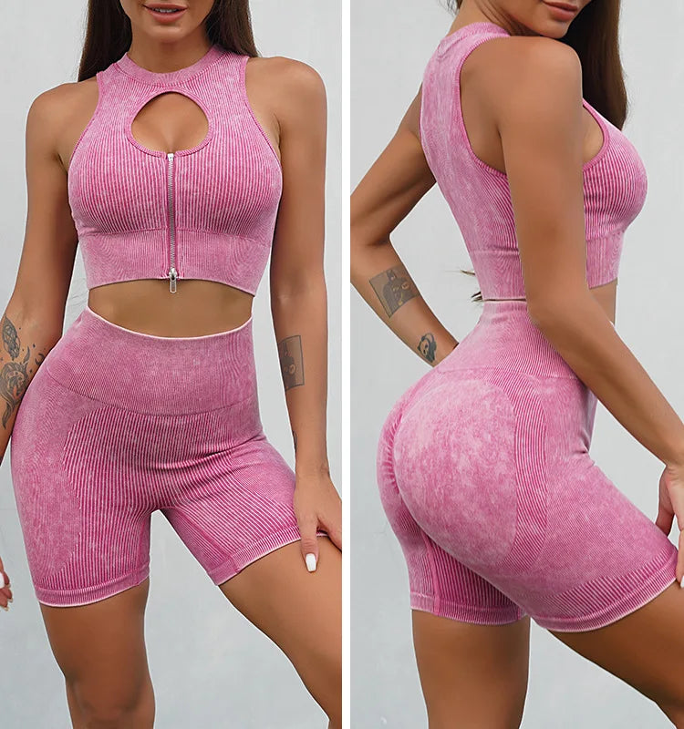 New Women Gym Seamless Sets Yoga Leggings Fashion Soprts Shorts Pants Stretch Fitness Mujer Leggin 2 Pieces Sweatpants Suits