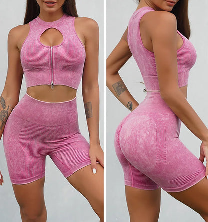 New Women Gym Seamless Sets Yoga Leggings Fashion Soprts Shorts Pants Stretch Fitness Mujer Leggin 2 Pieces Sweatpants Suits