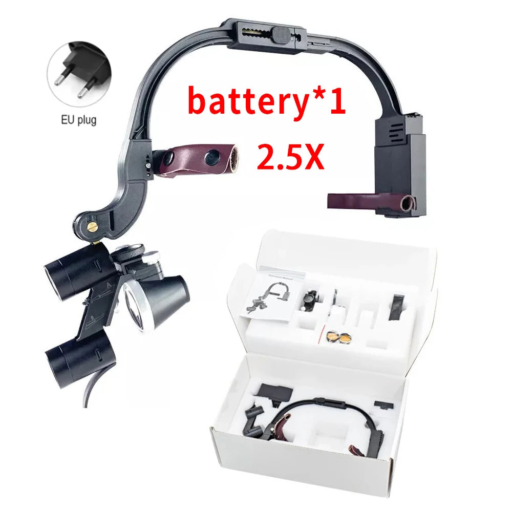 Dental Loupes LED Head Light Lamp With Carton Box 5W Light 2.5X 3.5X Binocular Loupes Dentistry Surgical Headlight