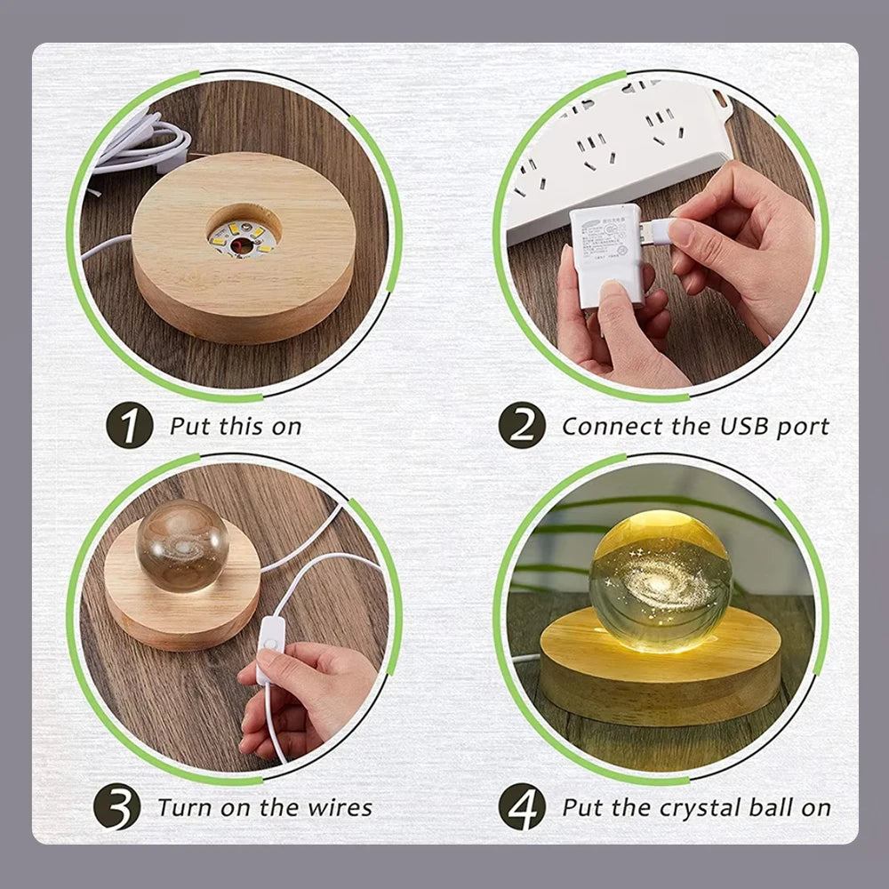 Wood Desktop Decorative Lights Light Base Night Light Wooden Led Usb Display Light Display Stand Lamp Holder Lamp Art Ornament